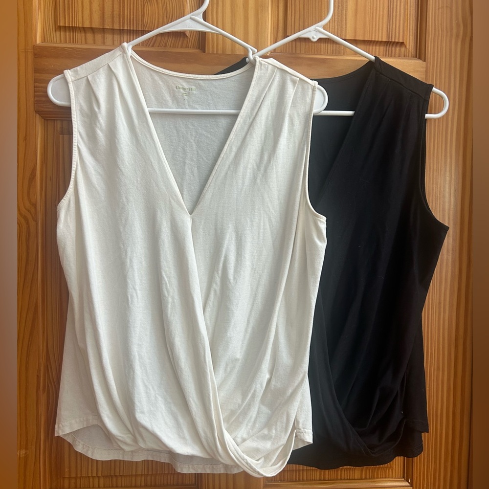 Garnet Hill Women's V-Neck Wrap- White and Black BUNDLE! 🐼🐼🐼